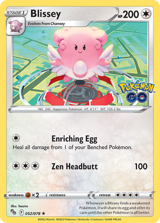 Pokemon Card Pokemon Go 52/78 Blissey Holo Rare *MINT*