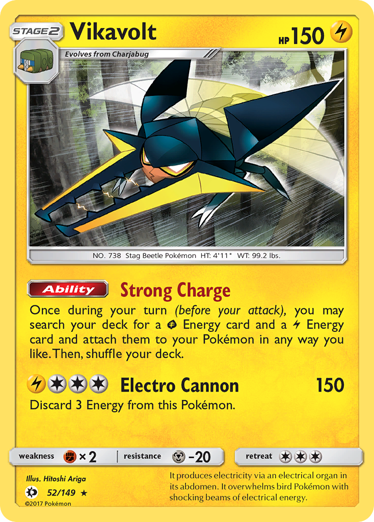 Pokemon Card Sun & Moon 052/149 52/149 Vikavolt Holo Rare *MINT*