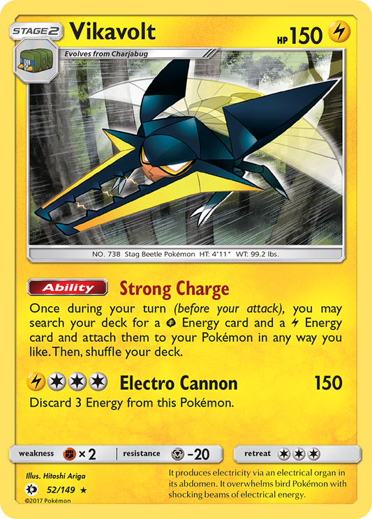 Pokemon Card Sun & Moon 052/149 52/149 Vikavolt Holo Rare *MINT*