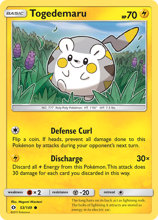 Pokemon Card Sun & Moon 053/149 53/149 Togedemaru Common *MINT*