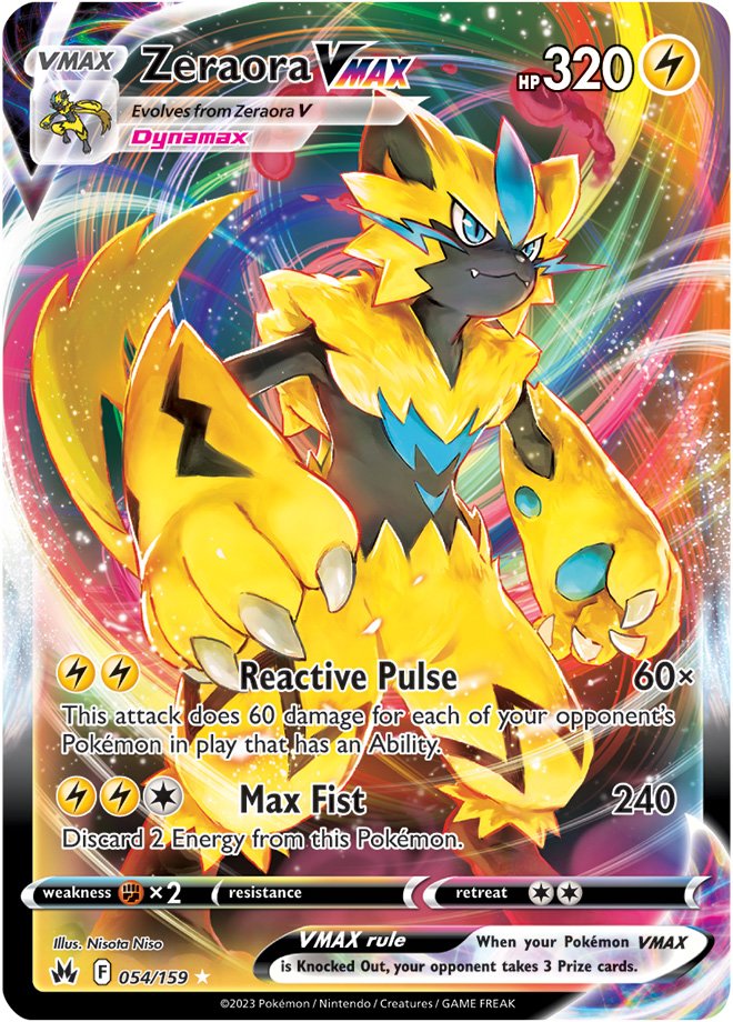 Pokemon Card Crown Zenith 054/159 54/159 Zeraora VMAX Ultra Rare *MINT*