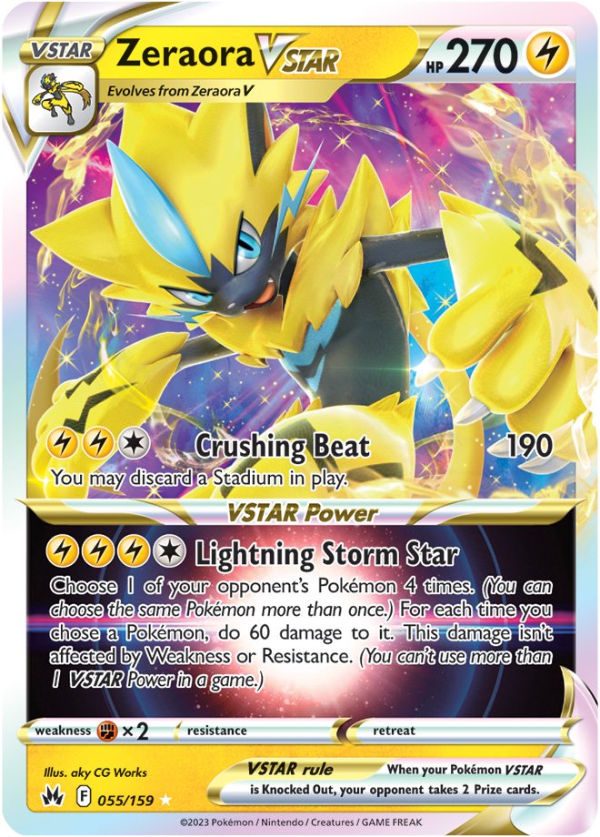 Pokemon Card Crown Zenith 055/159 55/159 Zeraora VSTAR Ultra Rare *MINT*