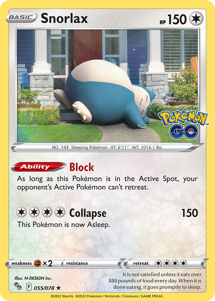 Pokemon Card Pokemon Go 55/78 Snorlax Holo Rare *MINT*