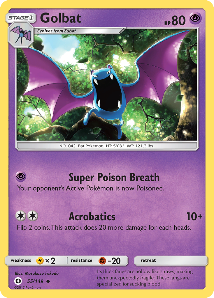 Pokemon Card Sun & Moon 055/149 55/149 Golbat Uncommon *MINT*