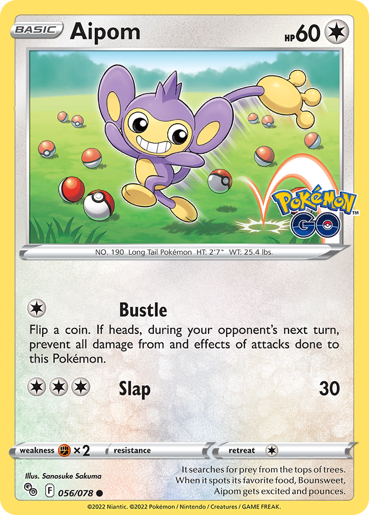 Pokemon Card Pokemon Go 56/78 Aipom Common *MINT*