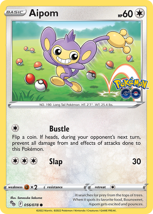 Pokemon Card Pokemon Go 56/78 Aipom Common *MINT*