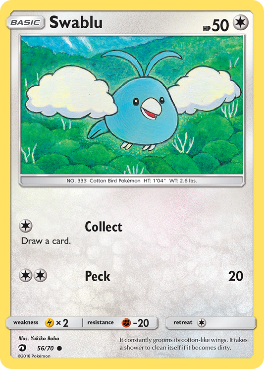 Pokemon Card Dragon Majesty  56/70 Swablu Pokemon Common *MINT*