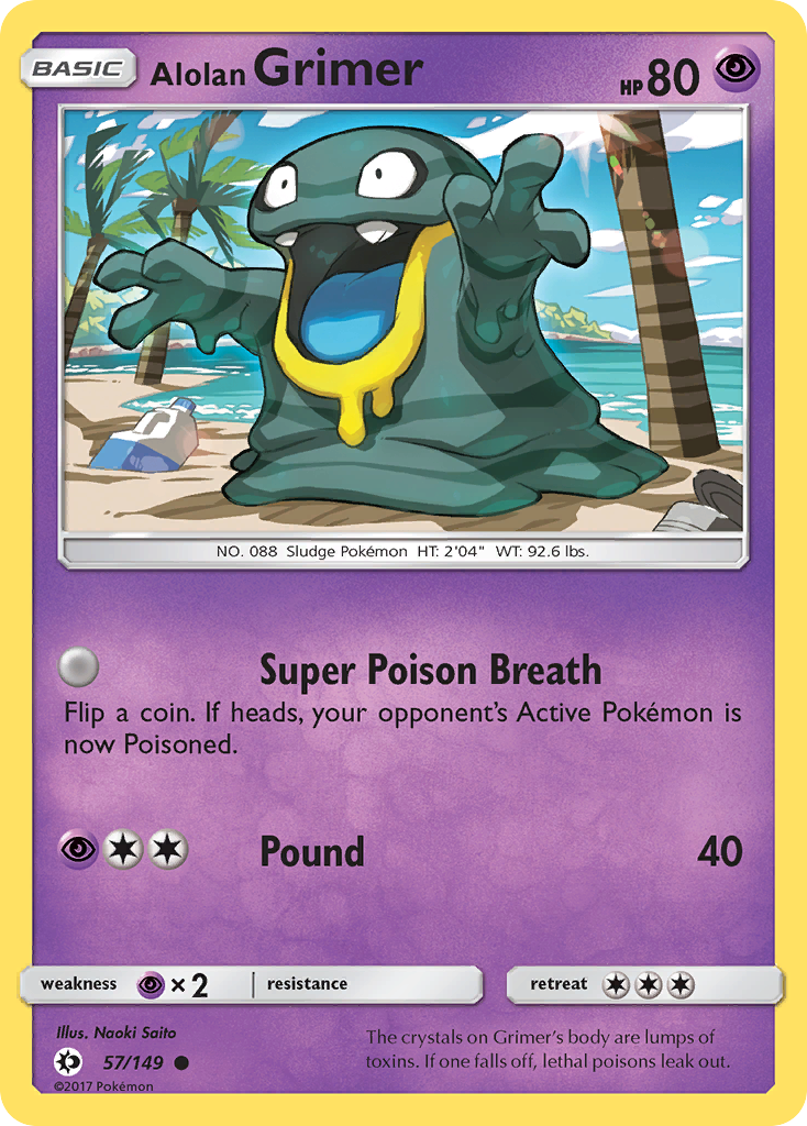 Pokemon Card Sun & Moon 057/149 57/149 Alolan Grimer Common *MINT*