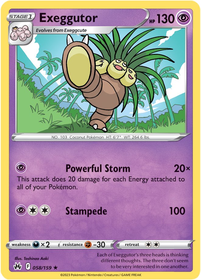 Pokemon Card Crown Zenith 058/159 58/159 Exeggutor Rare *MINT*