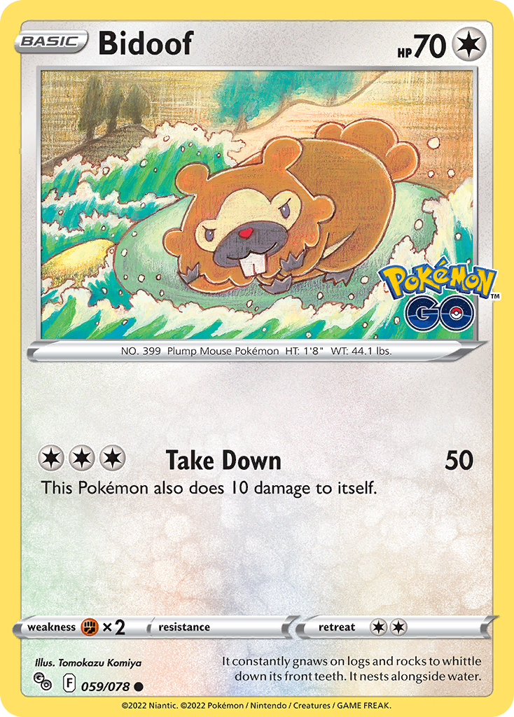 Pokemon Card Pokemon Go 59/78 Bidoof Common *MINT*