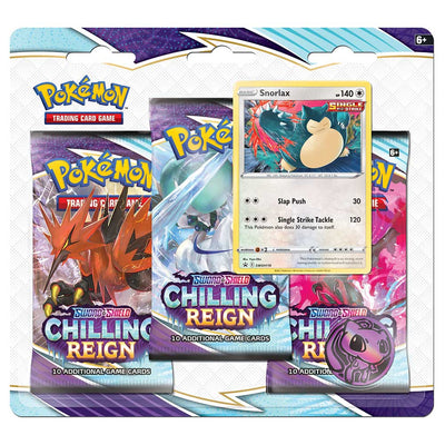 POKEMON TCG Sword and Shield Chilling Reign Three Booster Blister - SNORLAX