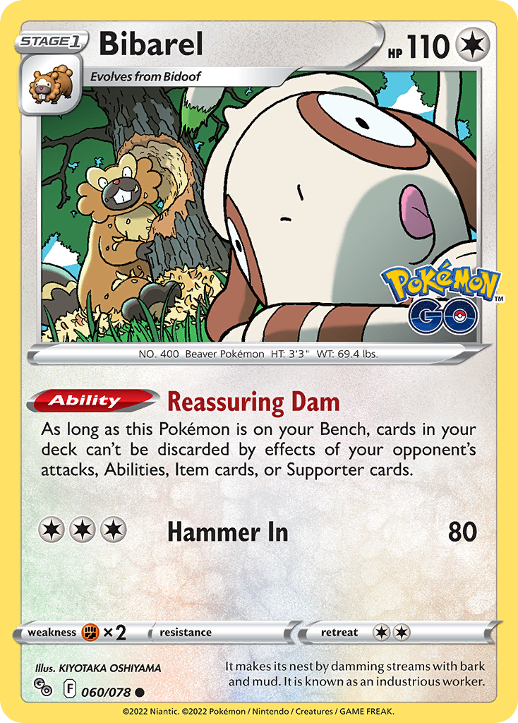 Pokemon Card Pokemon Go 60/78 Bibarel Common *MINT*