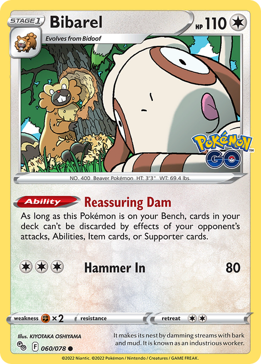 Pokemon Card Pokemon Go 60/78 Bibarel Common *MINT*