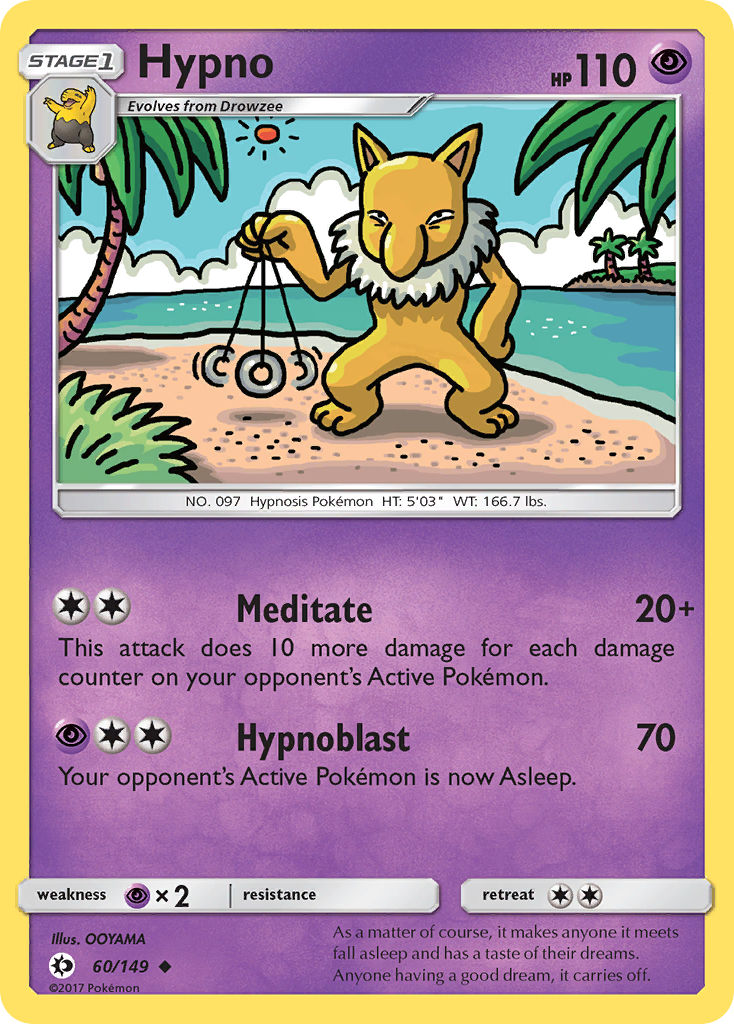 Pokemon Card Sun & Moon 060/149 60/149 Hypno Uncommon *MINT*