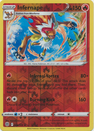 Pokemon Card Brilliant Stars 026/172 26/172 Infernape Reverse Holo Rare