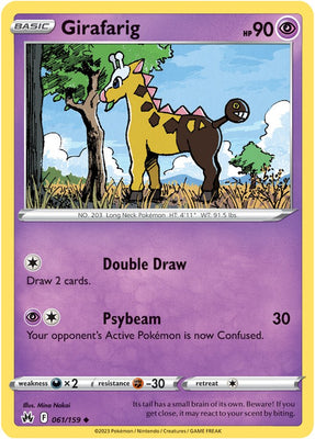 Pokemon Card Crown Zenith 061/159 61/159 Girafarig Uncommon *MINT*