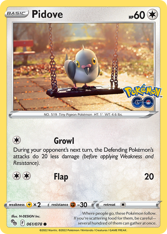 Pokemon Card Pokemon Go 61/78 Pidove Common *MINT*