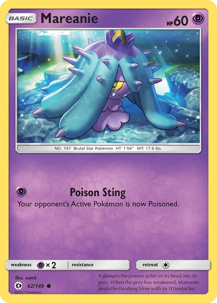 Pokemon Card Sun & Moon 062/149 62/149 Mareanie Common *MINT*