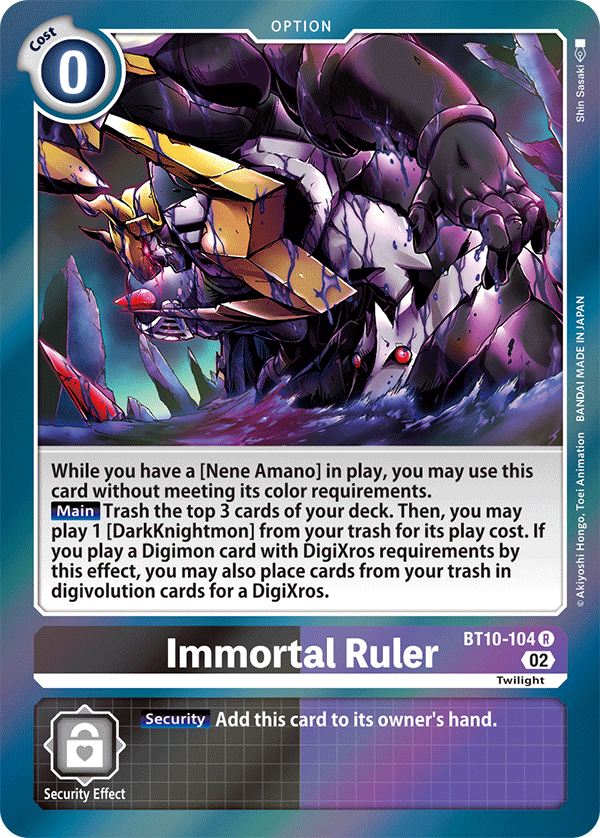 Digimon Card Xros Encounter Immortal Ruler BT10-104 R