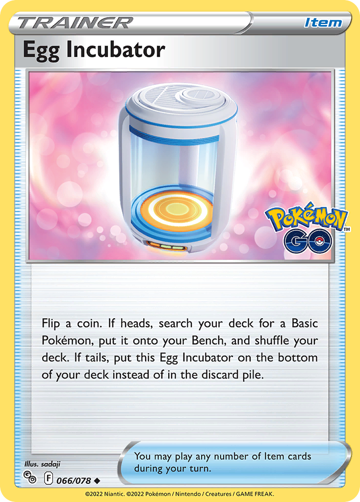 Pokemon Card Pokemon Go 66/78 Egg Incubator Item Uncommon *MINT*