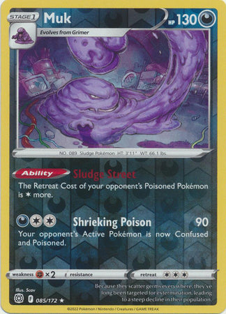 Pokemon Card Brilliant Stars 085/172 85/172 Muk Reverse Holo Rare