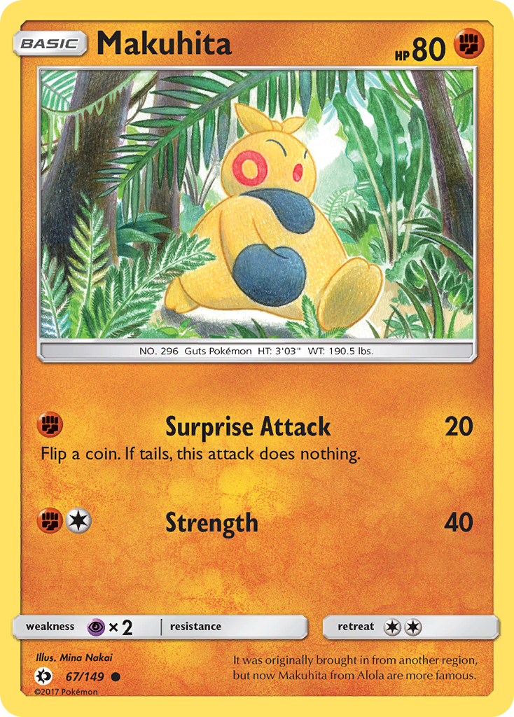 Pokemon Card Sun & Moon 067/149 67/149 Makuhita Common *MINT*