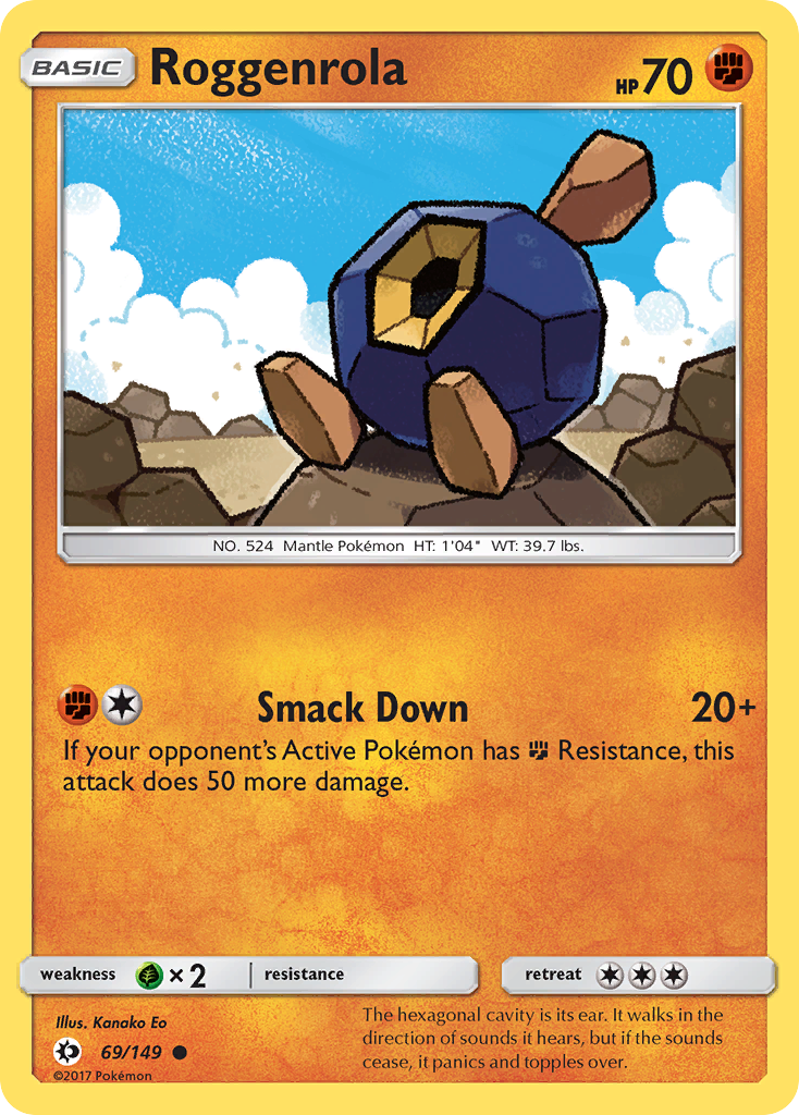 Pokemon Card Sun & Moon 069/149 69/149 Roggenrola Common *MINT*