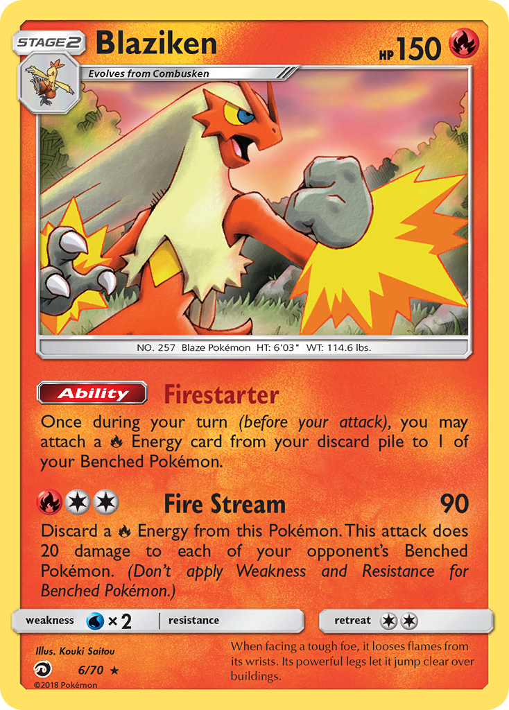 Pokemon Card Dragon Majesty  6/70 Blaziken Pokemon Rare Holo *MINT*