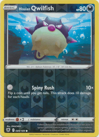 Pokemon Card Astral Radiance 89/189 089/189 Hisuian Qwilfish Reverse Holo Common