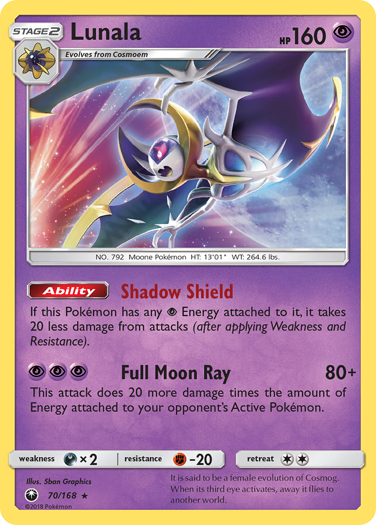 Pokemon Card Celestial Storm  70/168 Lunala Pokemon Rare Holo *MINT*