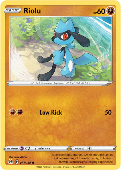 Pokemon Card Crown Zenith 071/159 71/159 Riolu Common *MINT*