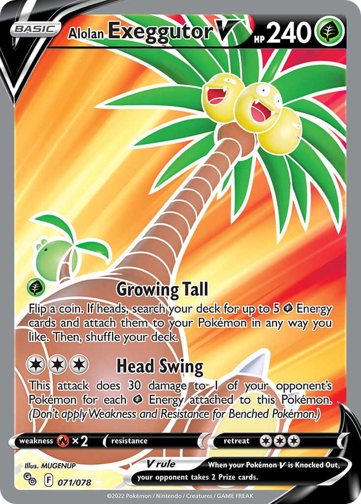 Pokemon Card Pokemon Go 71/78 Alolan Exeggutor V Full Art *MINT*