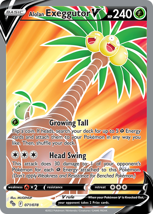 Pokemon Card Pokemon Go 71/78 Alolan Exeggutor V Full Art *MINT*