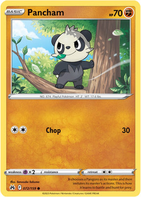 Pokemon Card Crown Zenith 072/159 72/159 Pancham Common *MINT*