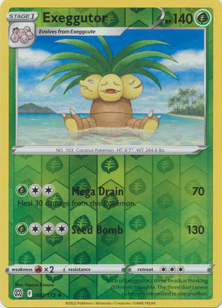 Pokemon Card Brilliant Stars 002/172 2/172 Exeggutor Reverse Holo Uncommon