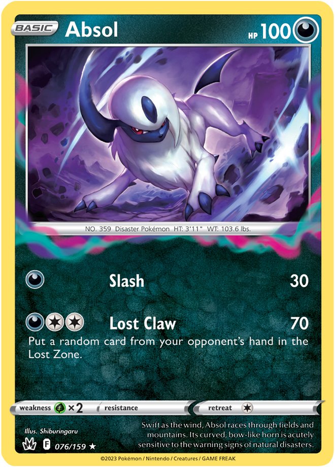 Pokemon Card Crown Zenith 076/159 76/159 Absol Holo Rare *MINT*