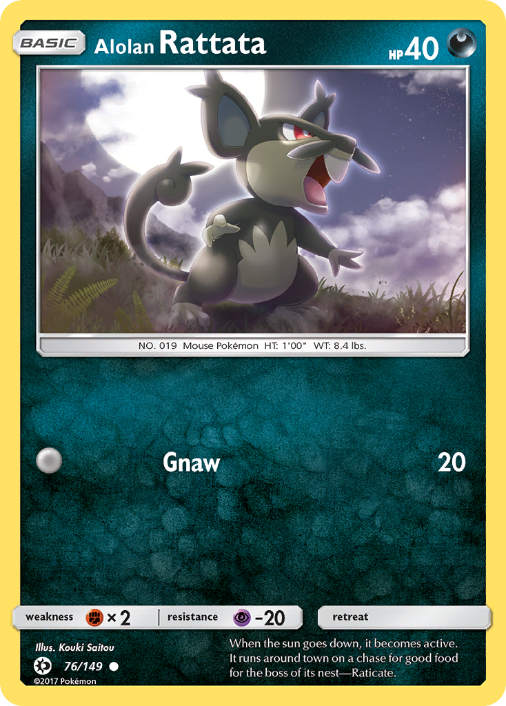 Pokemon Card Sun & Moon 076/149 76/149 Alolan Rattata Common *MINT*