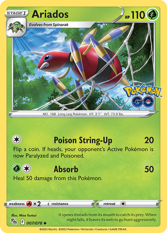 Pokemon Card Pokemon Go 7/78 07/78 Ariados Uncommon *MINT*