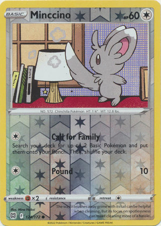 Pokemon Card Brilliant Stars 124/172 Minccino Reverse Holo Common