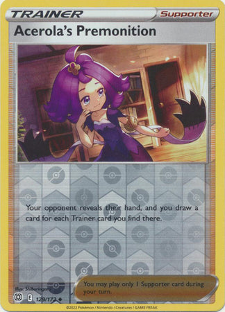 Pokemon Card Brilliant Stars 129/172 Acerola's Premonition Reverse Holo Uncommon