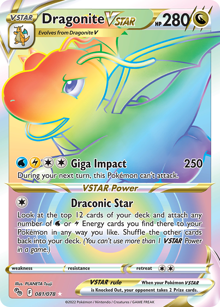 (S) Pokemon Card Pokemon Go 81/78 Dragonite VSTAR Hyper Rare *MINT*