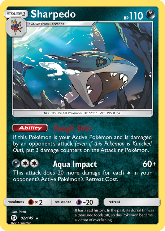 (S) Pokemon Card Sun & Moon 082/149 82/149 Sharpedo Holo Rare *MINT*