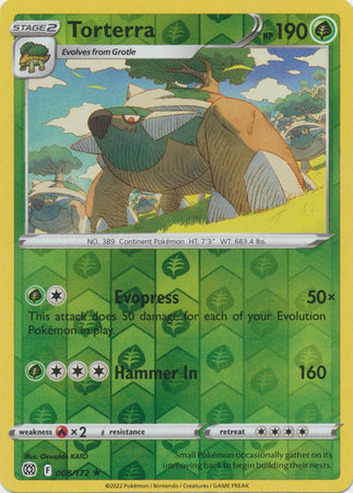 Pokemon Card Brilliant Stars 008/172 8/172 Torterra Reverse Holo Rare