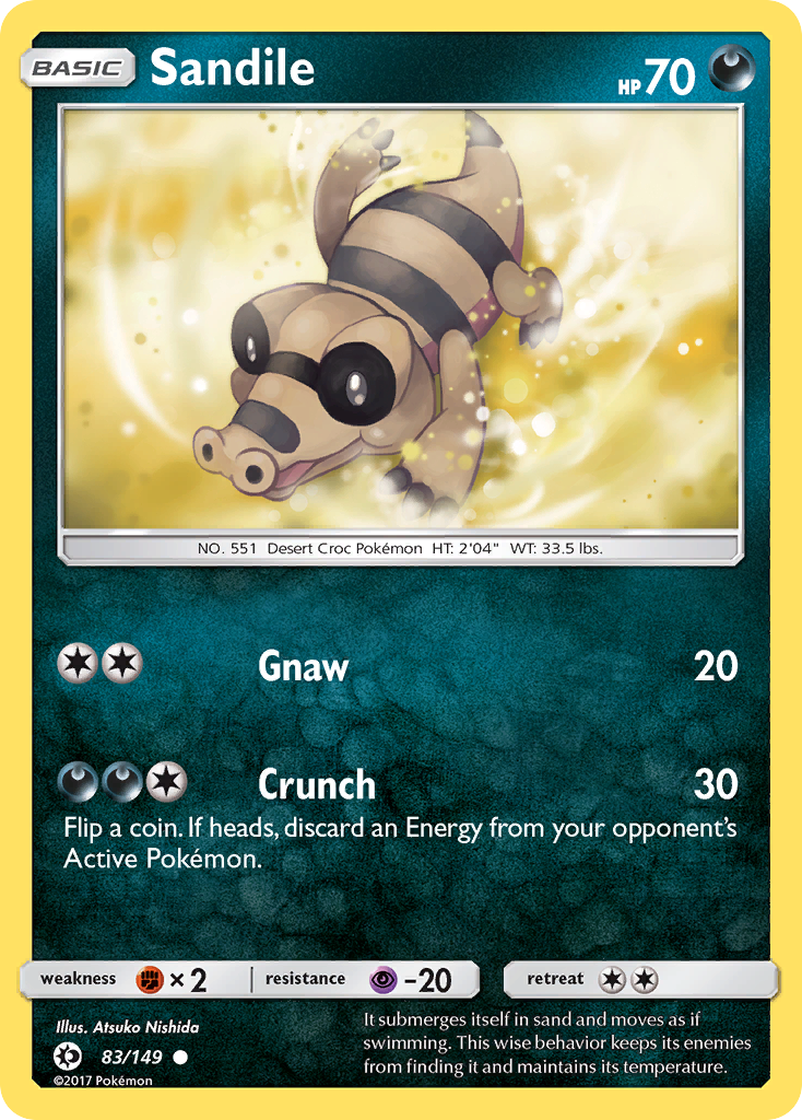 Pokemon Card Sun & Moon 083/149 83/149 Sandile Common *MINT*