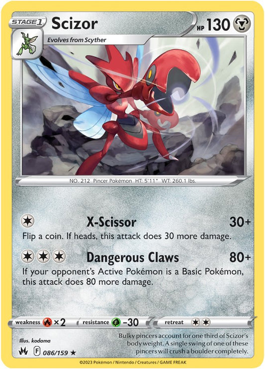 Pokemon Card Crown Zenith 086/159 86/159 Scizor Rare *MINT*