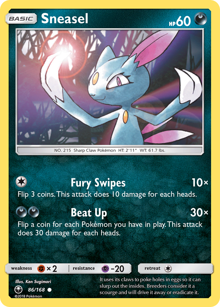 بطاقة بوكيمون Celestial Storm 86/168 Sneasel Pokemon Common *MINT*