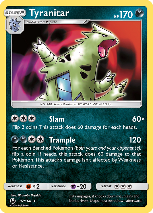 بطاقة بوكيمون Celestial Storm 87/168 Tyranitar Pokemon Rare Holo *MINT*