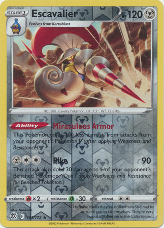 Pokemon Card Brilliant Stars 101/172 Escavalier Reverse Holo Rare