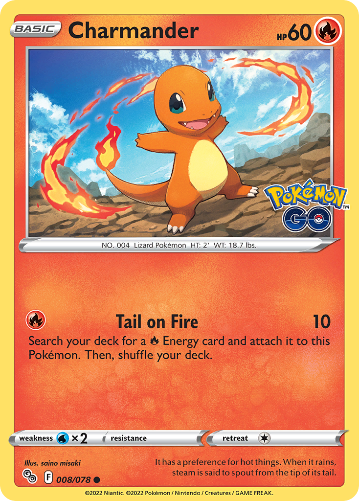 Pokemon Card Pokemon Go 8/78 08/78 Charmander Common *MINT*