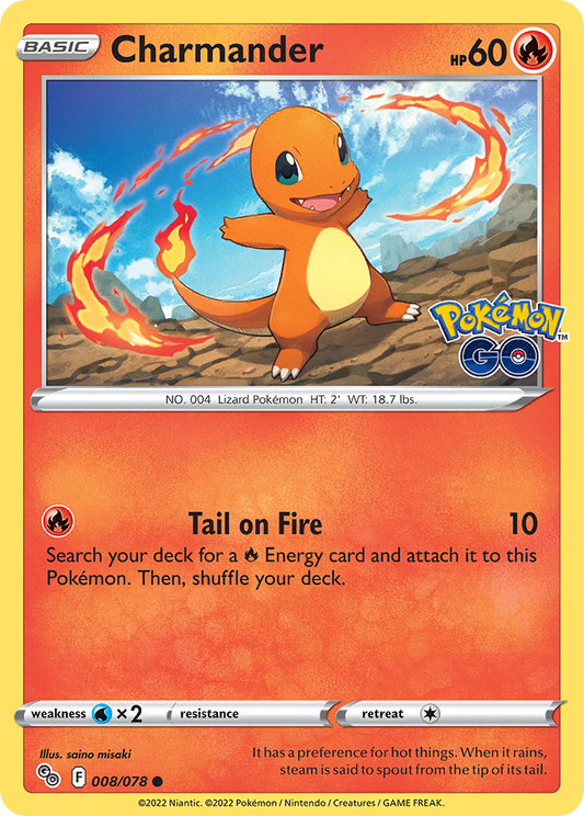 Pokemon Card Pokemon Go 8/78 08/78 Charmander Common *MINT*